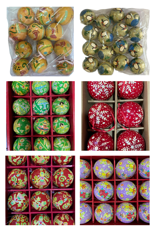 Paper mache  3 inch  Christmas baubles