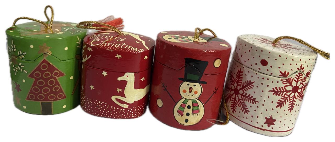 Assorted  Christmas Paper Mache Hanging Box